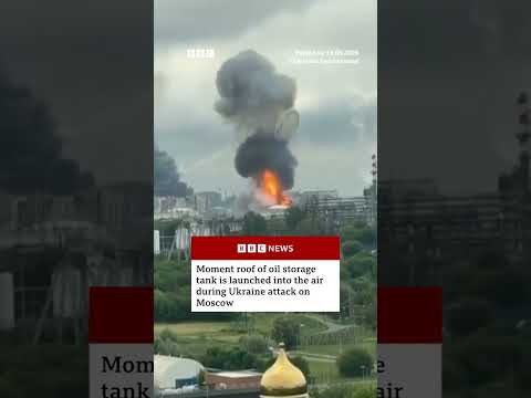 Ukrainian Attack Sends Oil Tank Roof Flying in Moscow