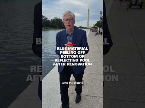 Peeling Blue Material at Lincoln Memorial Reflecting Pool