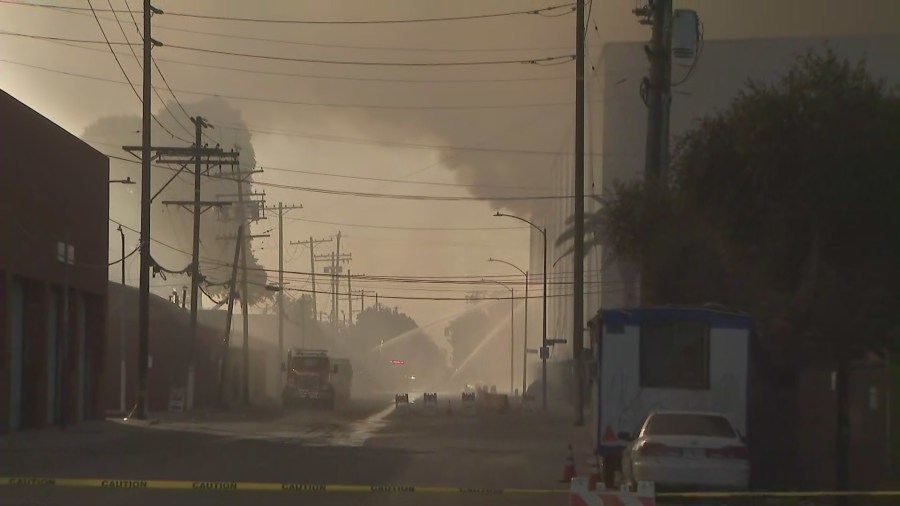 Boyle Heights Warehouse Fire Smoke Affects Downtown LA