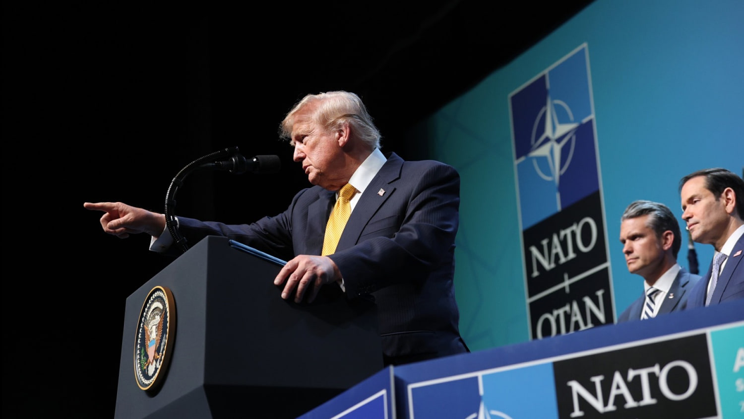 Trump faces questions on conflict with Iran during NATO summit press conference