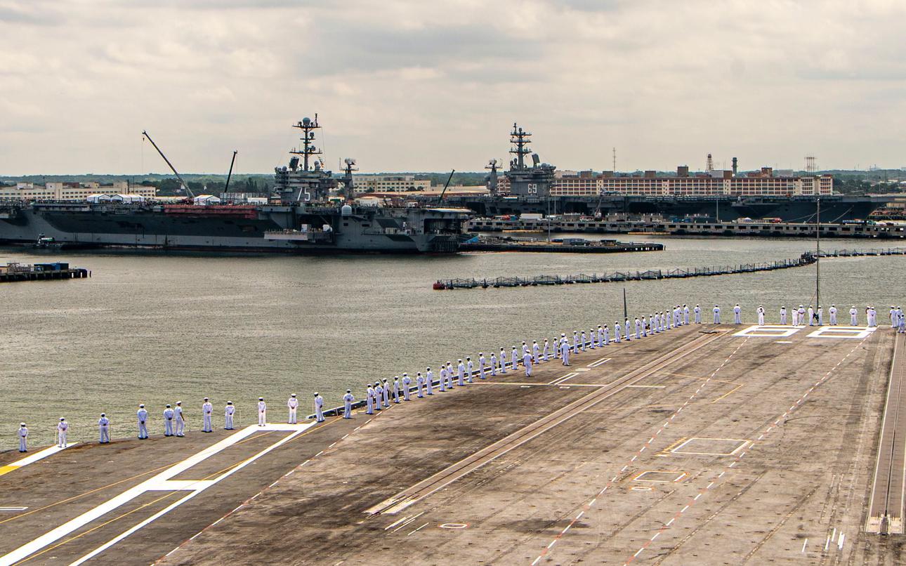 USS Nimitz arrives at its new homeport, Norfolk Naval Station