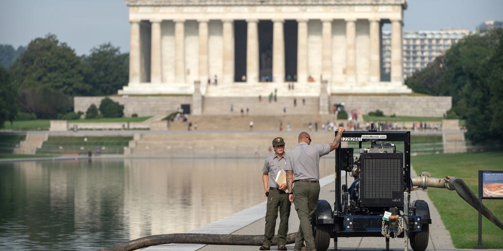 Lincoln Memorial Reflecting Pool drained again as Trump administration resumes repairs