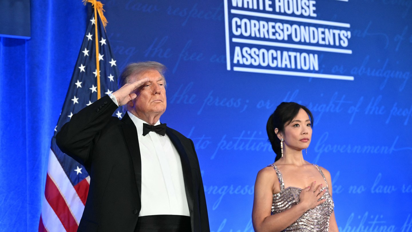 President Trump Roasts Media at Rescheduled, Paired-Down White House Correspondents’ Dinner