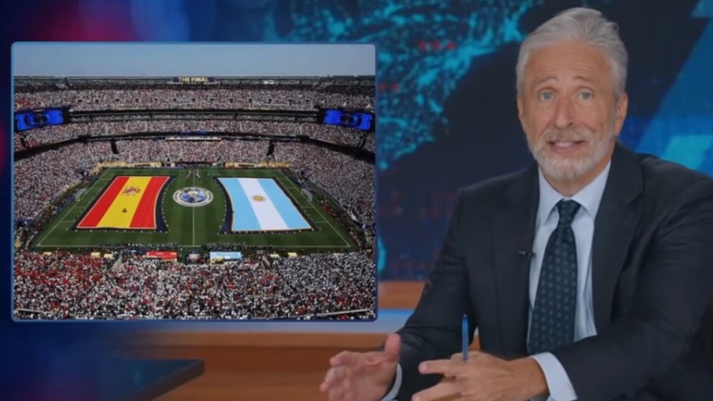 Jon Stewart Says the World Cup Final Was the ‘Reverse Super Bowl’: ‘The Players Spoke Spanish and the Halftime Show Was in English’