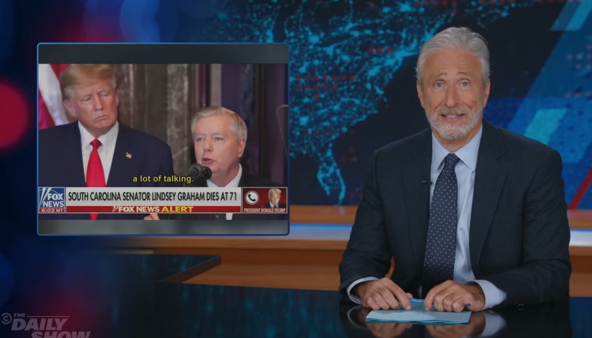 Jon Stewart Slams Donald Trump’s Reaction to Lindsey Graham’s Death