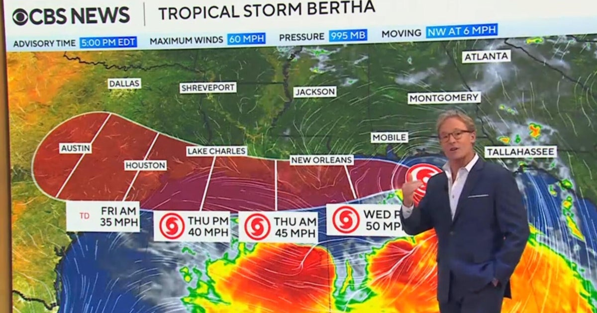 Here's Tropical Storm Bertha's projected path