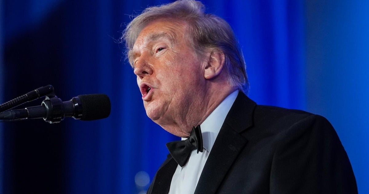 Trump speaks at the rescheduled White House Correspondents' dinner