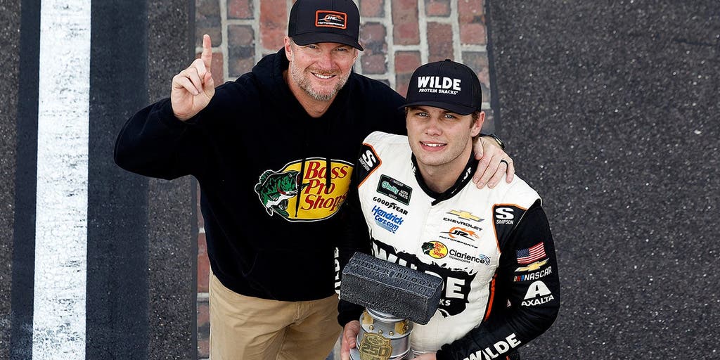 Dale Earnhardt Jr gets choked up as one of his drivers takes maiden victory at Brickyard