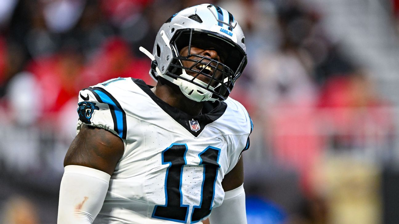 Panthers' Scourton carted off with knee injury
