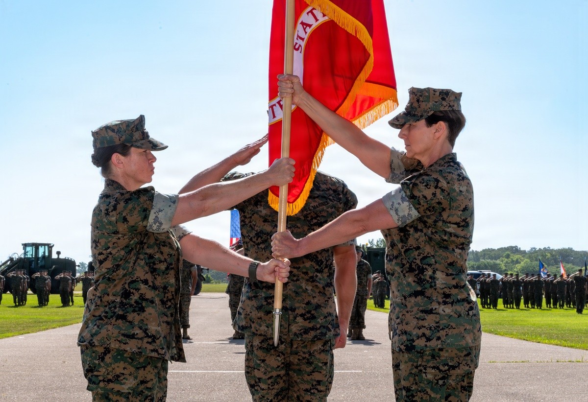 Marine Corps Detachment bids farewell to Mestemacher, welcomes Grissett during ceremony