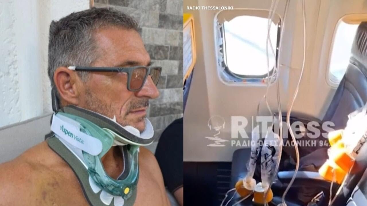 Ryanair passenger says he was nearly sucked out of broken window during flight
