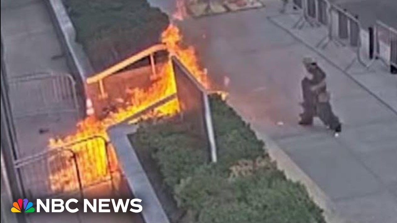 New video of arson attack outside federal building in New York City