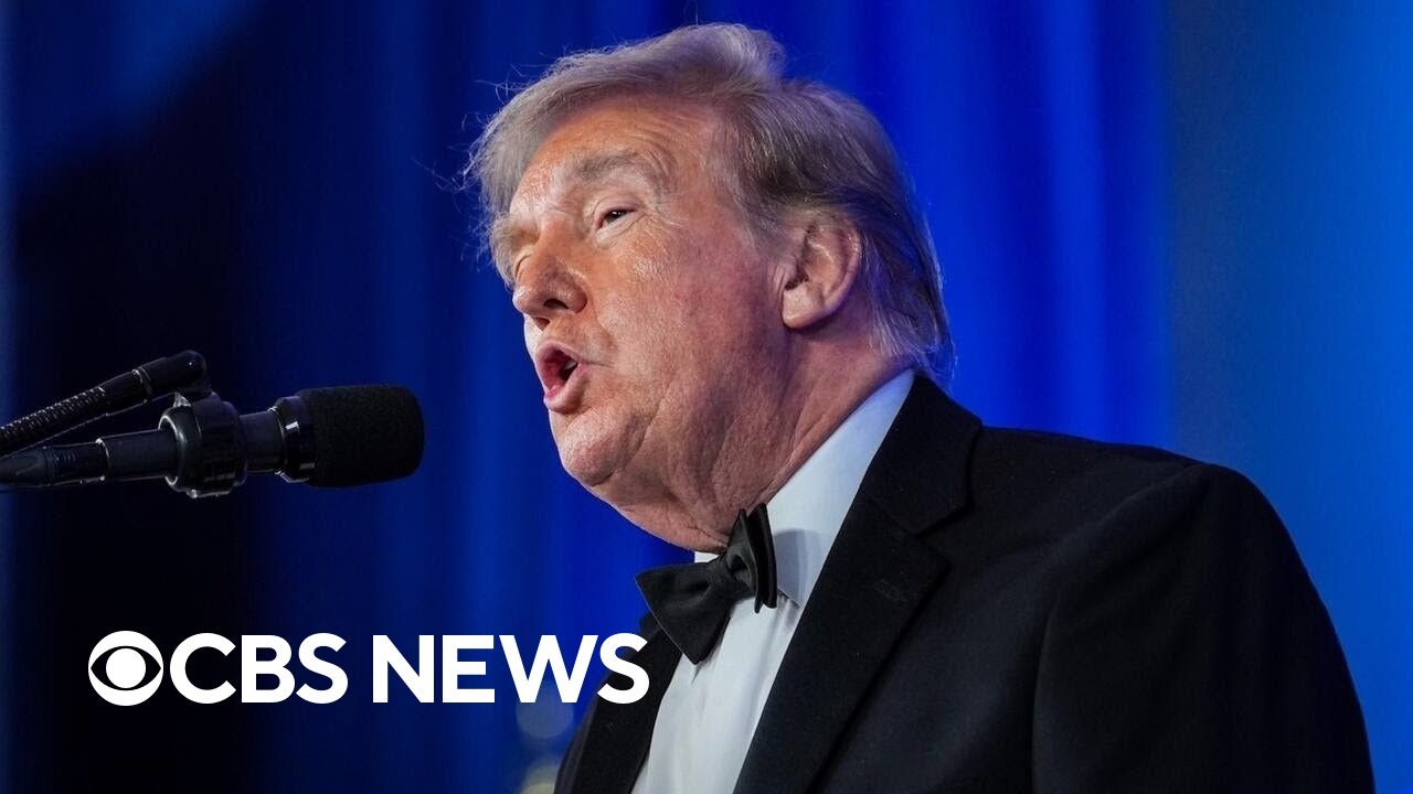 Trump speaks at the rescheduled White House Correspondents’ dinner