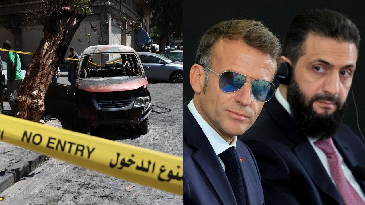 Explosions rock Damascus during Macron visit in Syria