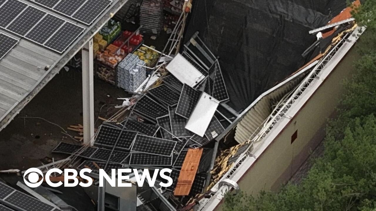 Video shows terrifying moment store roof crashed down as storm drenched New Jersey