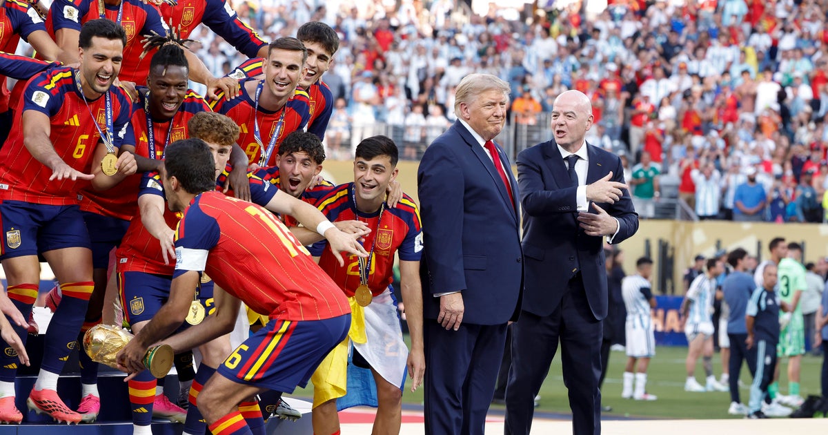 Spain fans rejoice in World Cup win, but some say Trump photo-bombed team