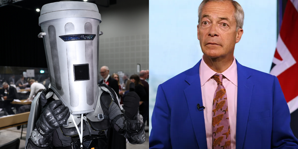 Meet 'Count Binface,' the trash can-clad comedian challenging Nigel Farage