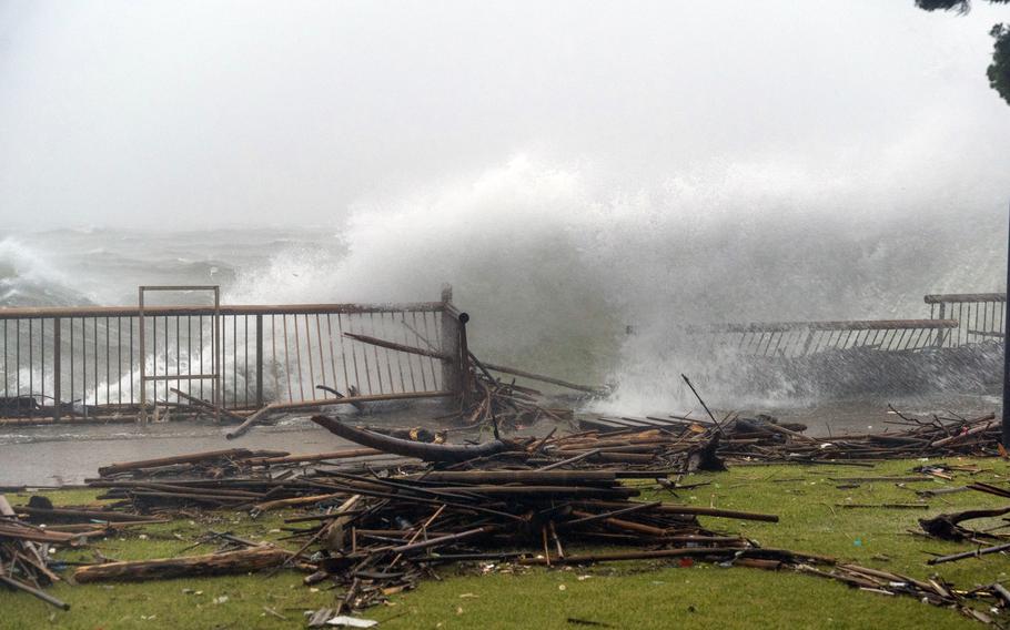 Yokosuka cleans up after Typhoon Dujuan dumps nearly 10 inches of rain