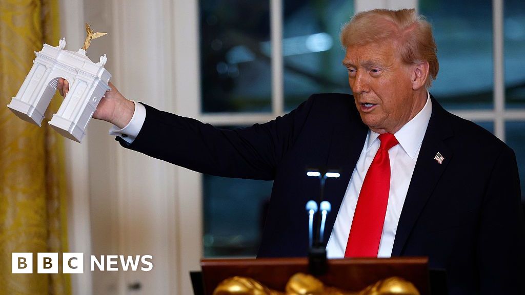 Trump says triumphal arch will be military complex with drones and snipers – BBC