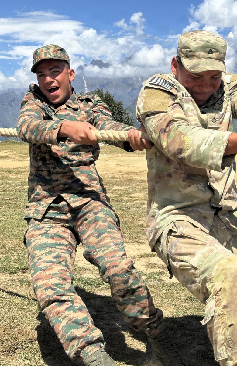 U.S., Indian Army Soldiers build camaraderie through tug-of-war during Yudh Abhyas 2026