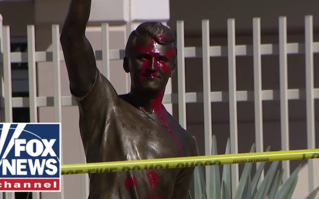 ‘DIABOLICAL’: Charlie Kirk statue VANDALIZED outside TPUSA HQ