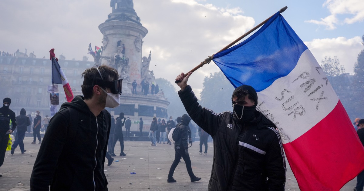France’s Emmanuel Macron says ‘illegitimate’ protests will be banned as cities block demonstrations