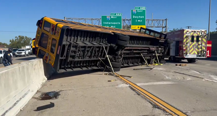 Van search underway after crash with school bus and Indiana police truck injures 13 – WRTV