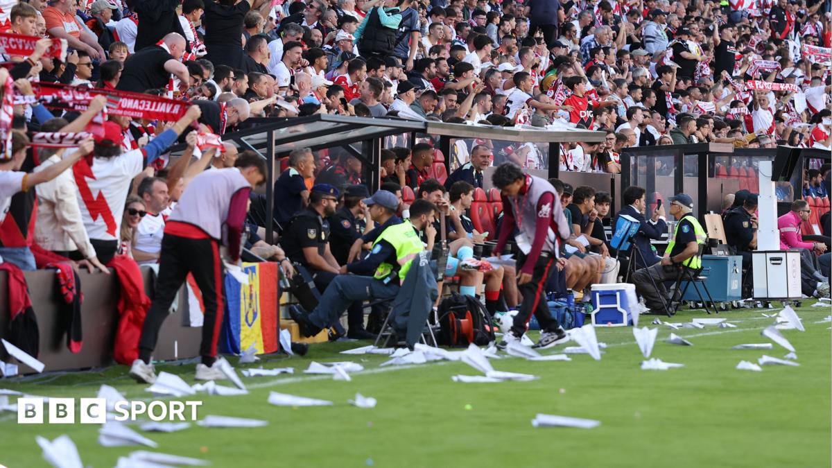Rayo Vallecano game abandoned after paper plane protest