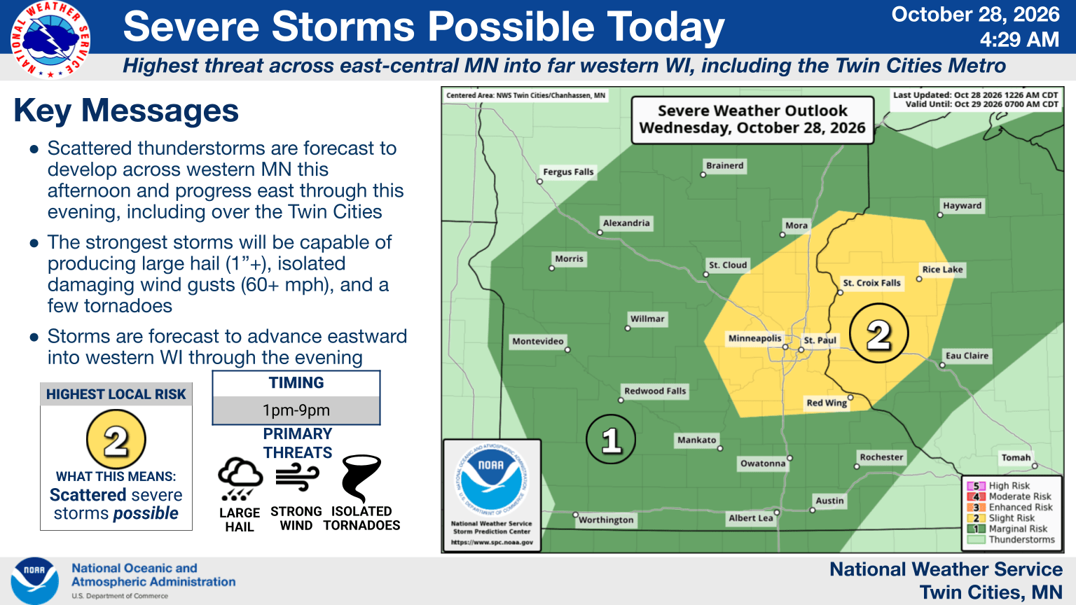 Severe storms possible Wednesday evening followed by cooler temperatures – MPR News