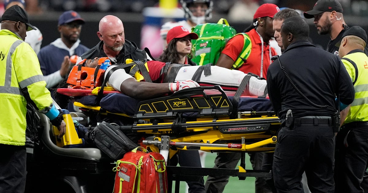 Falcons' Kendal Daniels leaves Bears game on stretcher after tackle