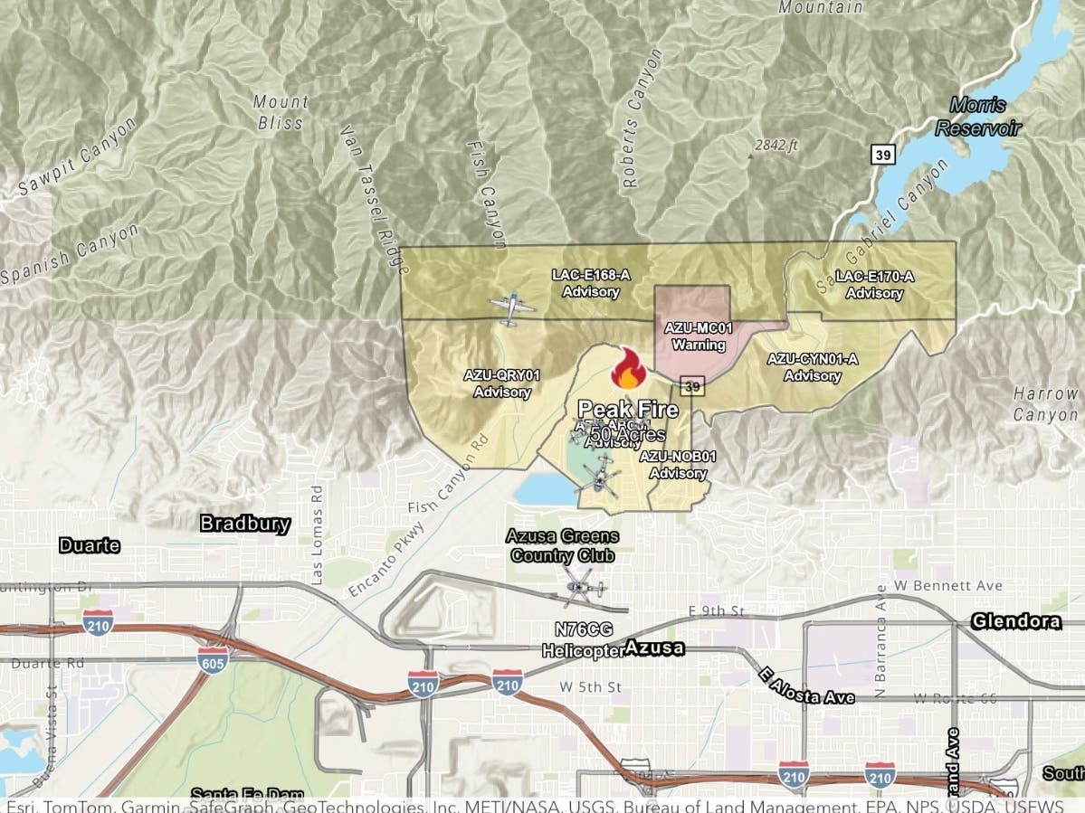 Azusa Fire: See Peak Fire Perimeter Map, Evacuation Orders – Patch