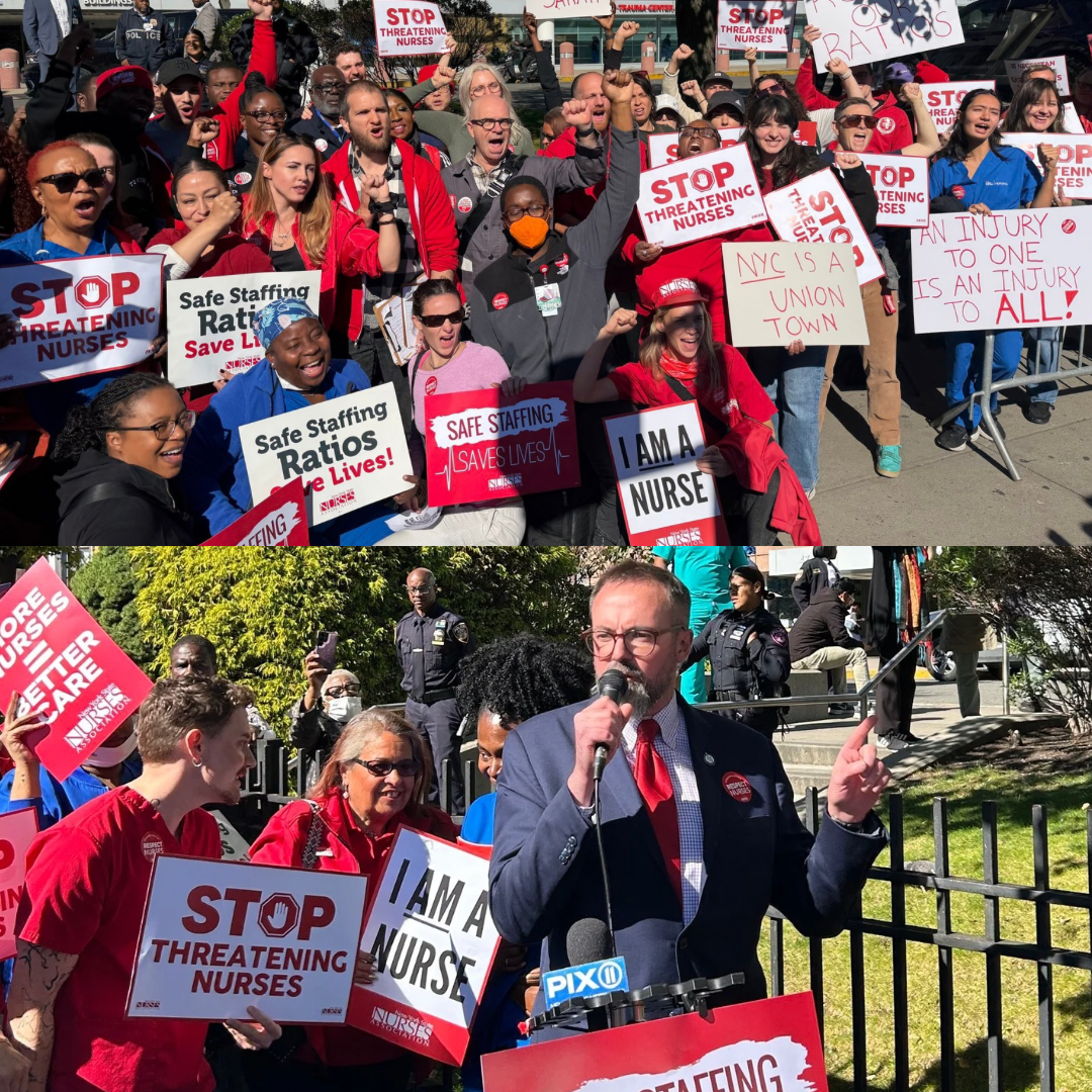NYSNA Nurses Hold Emergency Rally and Press Conference at New York City Health+Hospitals/Kings County After Nurse Leader Is Suspended For Safe Staffing Advocacy – New York City Central Labor Council, AFL-CIO