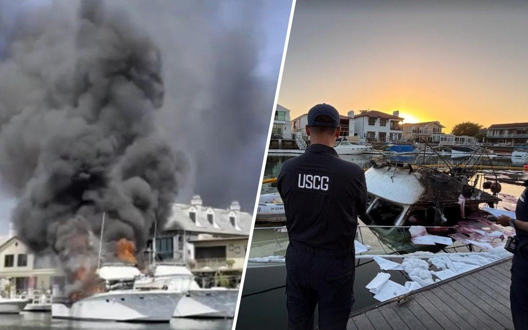 Oil spill cleanup underway after boat catches fire, sinks in Huntington Beach Harbor – NBC Los Angeles